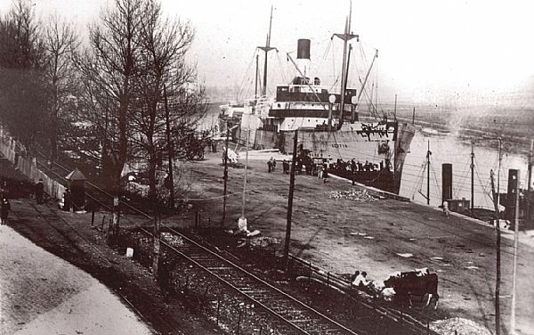 Loading of wood at a local dock