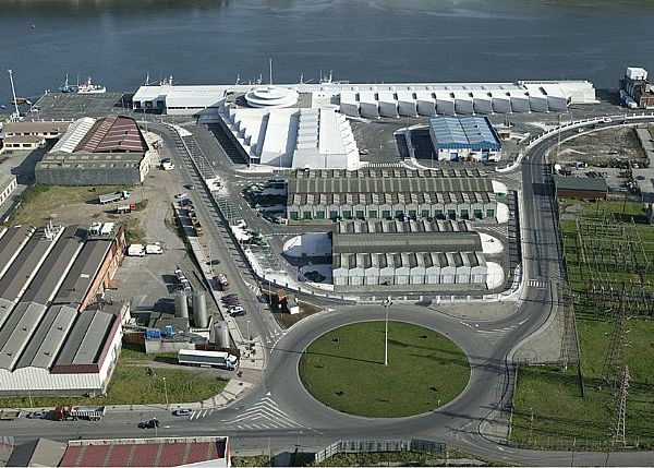 Fish market aerial photo